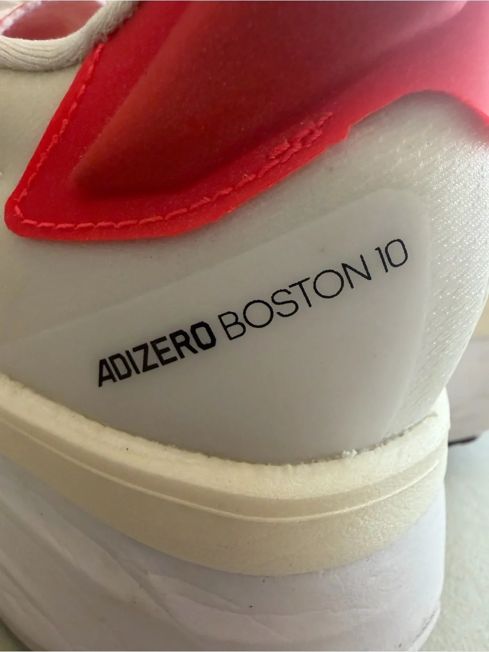 Men’s adidas Size 11 White Athletic Running with Red Accents ADIZERO Boston 10